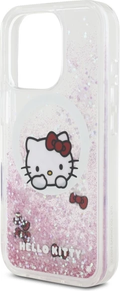 Mbështjellës Hello Kitty Liquid Glitter Sweet Kitty Bows MagSafe për iPhone 16 Pro, Bardhë