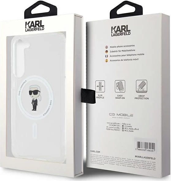 Mbështjellës Karl Lagerfeld IML Ikonik MagSafe për Samsung Galaxy S23+, Transparent