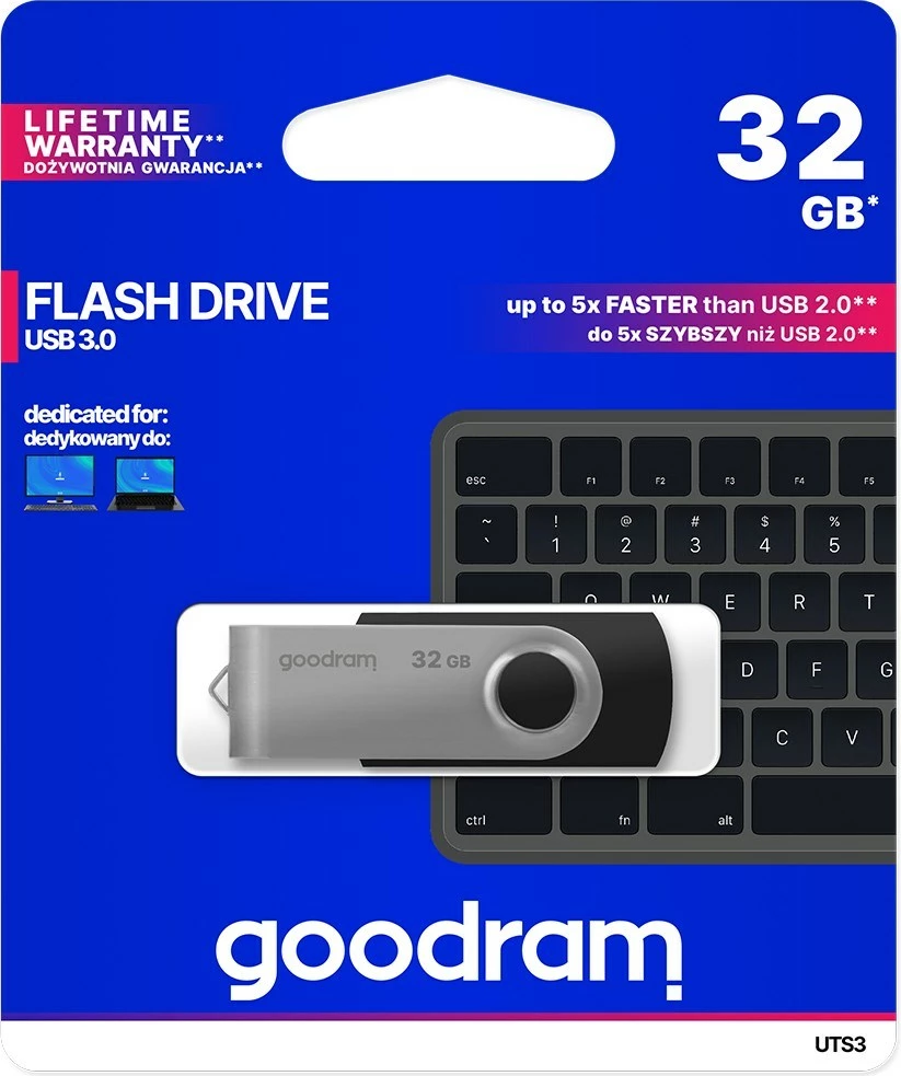 USB Goodram UTS3, 32 GB, e zezë