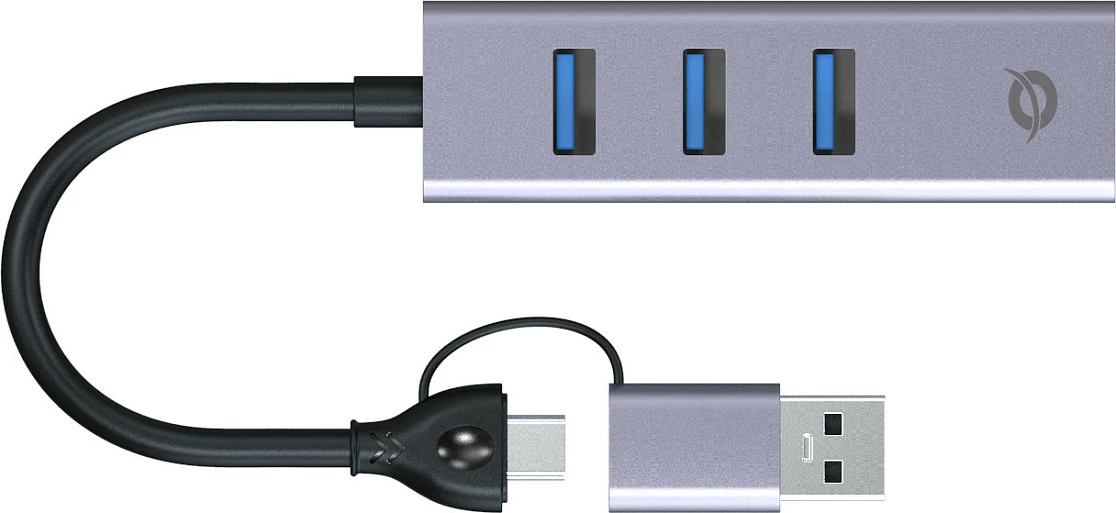 Adapter rrjeti Conceptronic ABBY25G, USB-C/USB-A në Gigabit Ethernet, hub 3x USB-A, gri