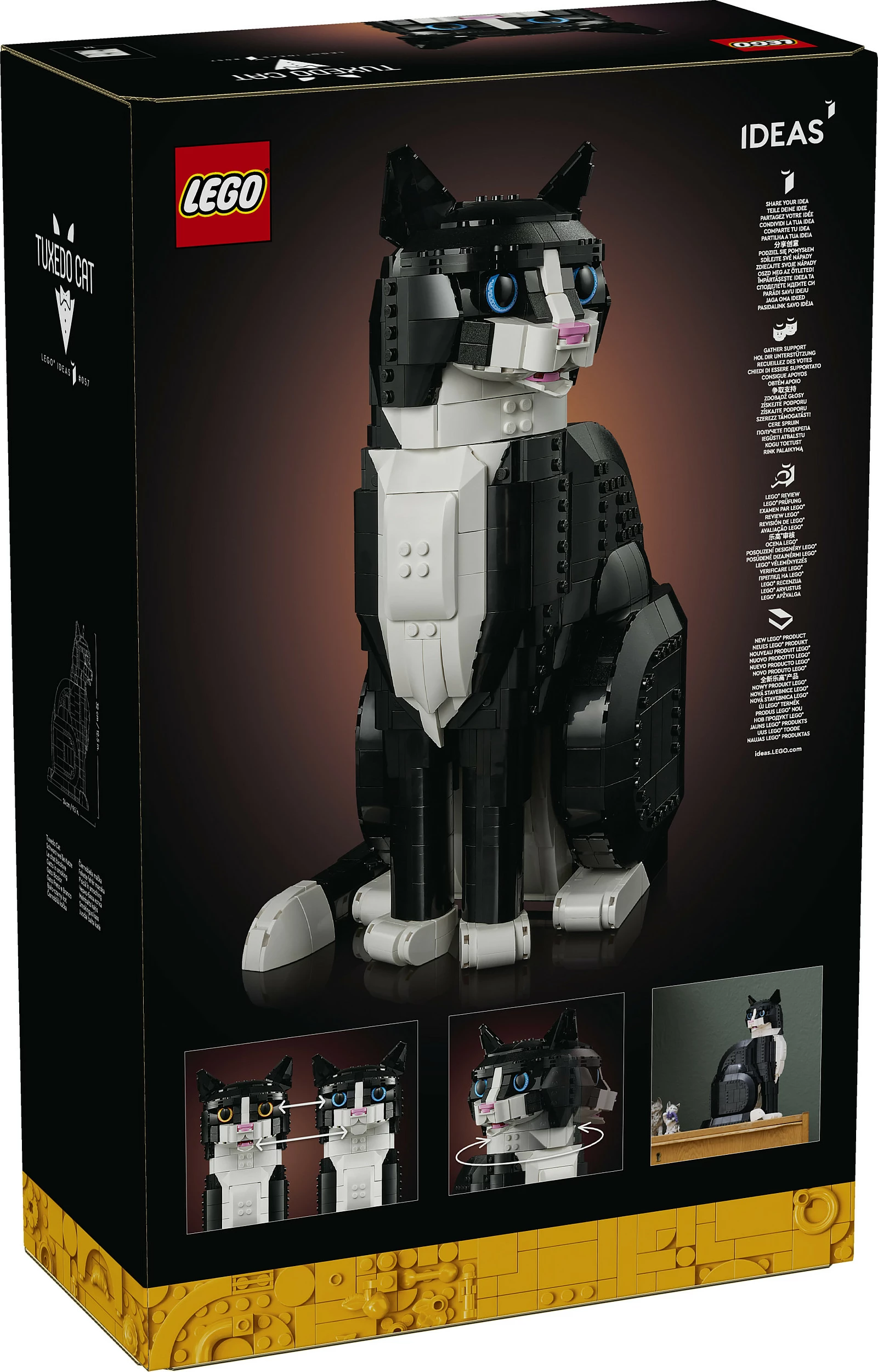 Set ndërtimi LEGO Ideas Tuxedo Cat 21349, 1710 pjesë, 18+, zi/bardhë