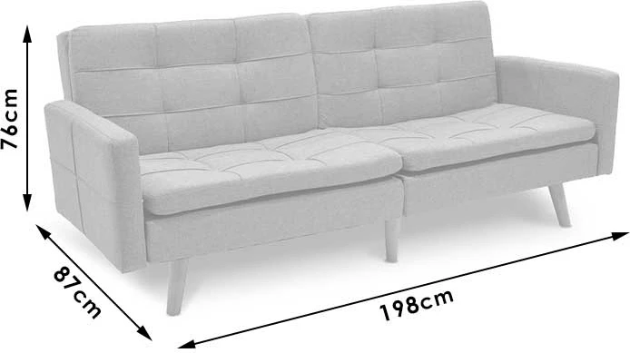 Divan 3 ulës, shtrat, fleksibil,, ngjyrë gri e errët, 198x87x76