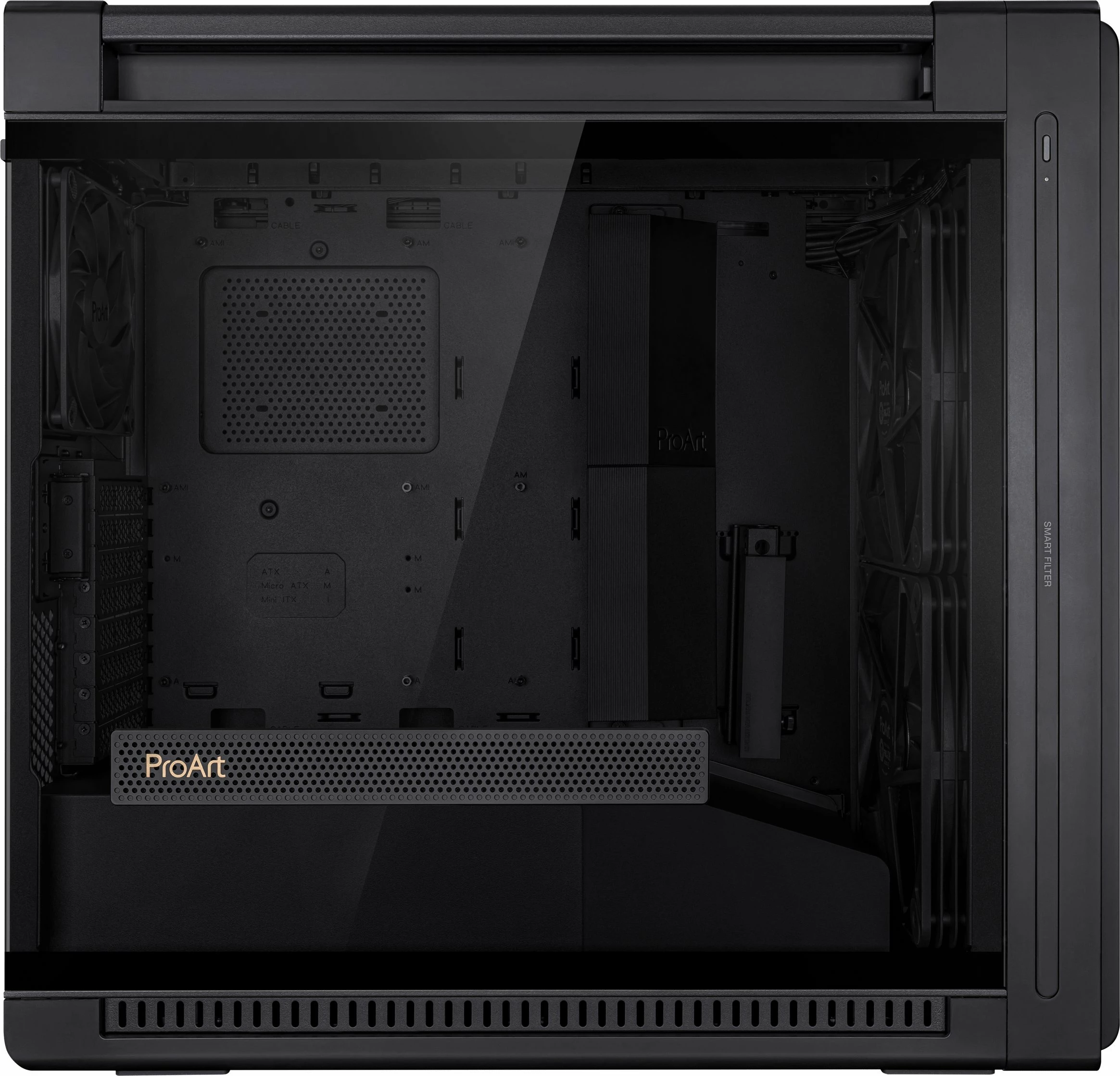 Kasë Asus ProArt PA602 (90DC00J0-B09000) midi tower ATX/eATX me 2x200mm + 1x140mm fan, USB Type-C, e zezë