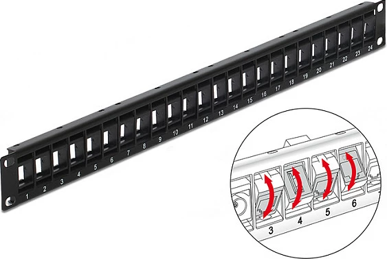 Patch panel DeLOCK 43340, 24-port Keystone, 19", i zi