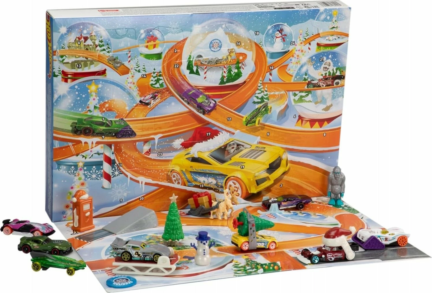 Kalendar adventi Mattel Hot Wheels HTG00, 24 ditë, 8 vetura 1:64 + 16 aksesorë, me tapet loje