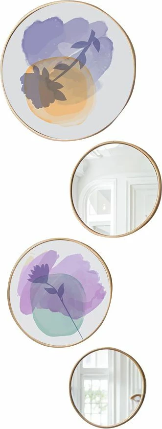 Set dekorativ me piktura MDF të kornizuara dhe pasqyra (4 copë), Wallity, Roundmirrorset - 0005