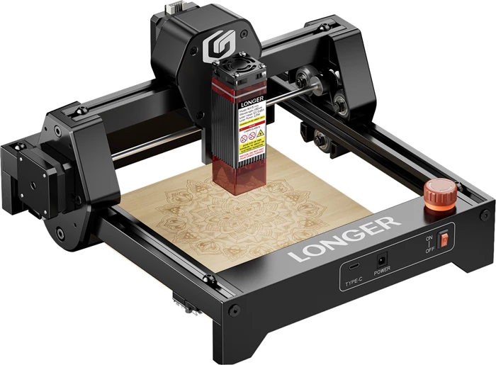 Gravues lazer Longer Ray5 mini 3.5W, zonë pune 130×140 mm, Wi‑Fi/USB, i zi, set aksesorësh