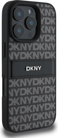 Mbështjellës DKNY Texture Pattern Tonal Stripe për iPhone 16 Pro, i zi