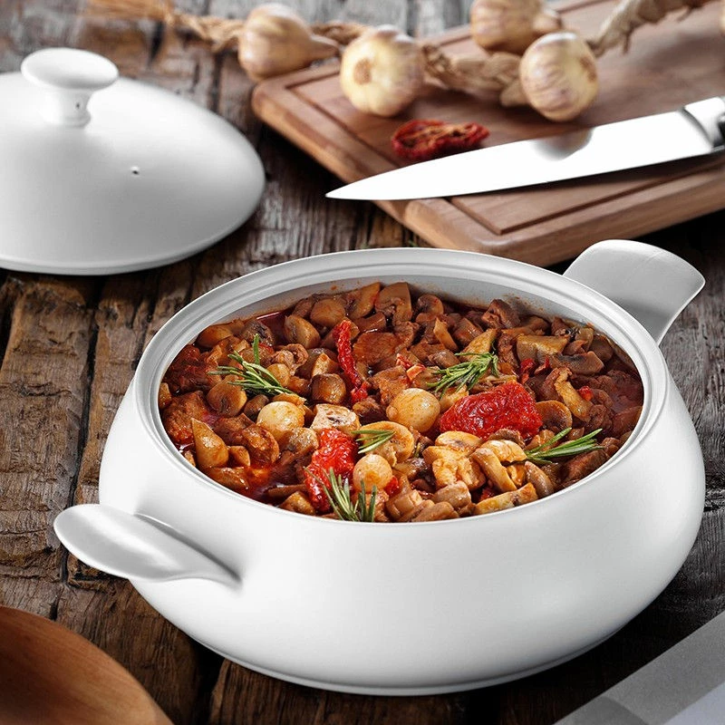 Tenxhere porcelani rezistente ndaj zjarrit, e bardhë, Hermia Concept, PF28TNCKY00, 3.6L me kapak dhe dorezë silikoni