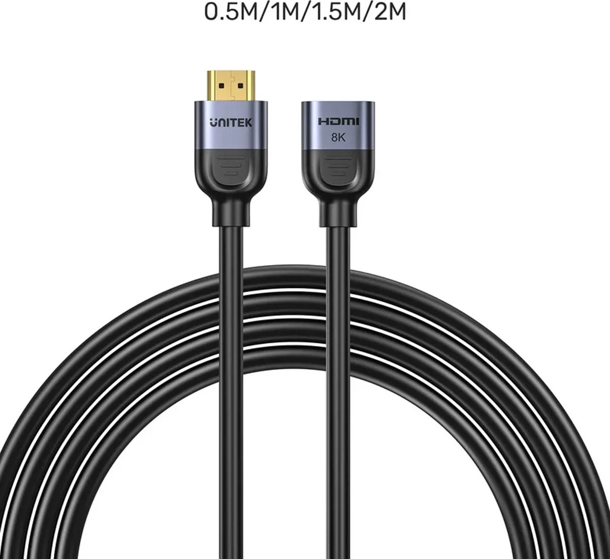 Kabllo zgjatëse HDMI Unitek, 2.1, 8K, 2m, argjendtë-zi