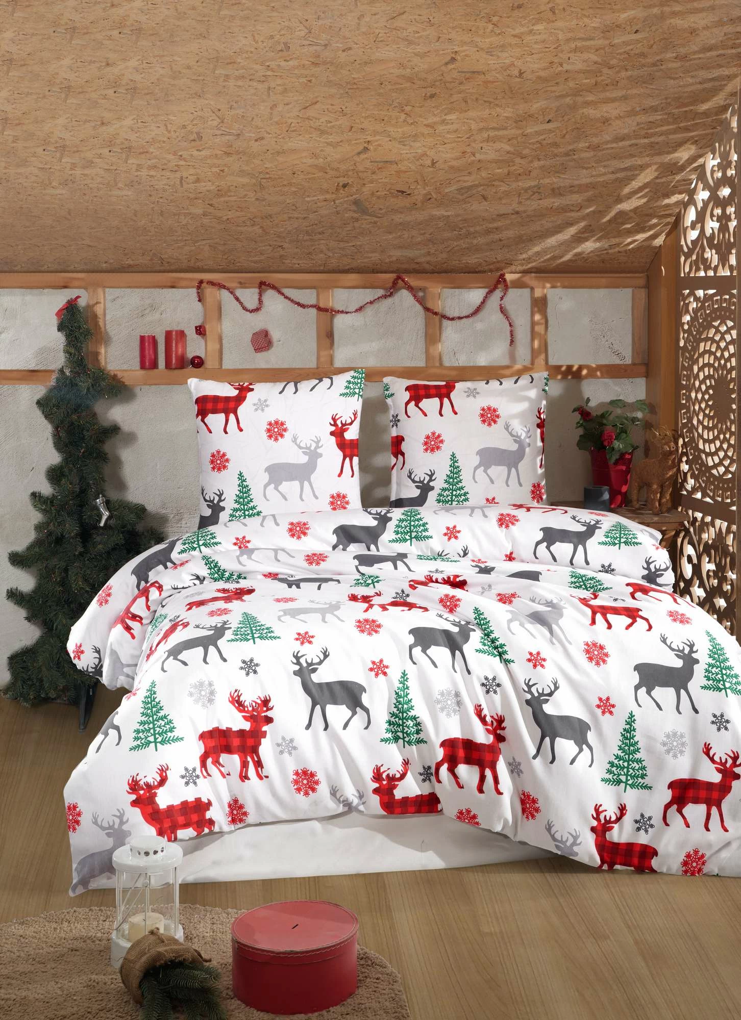 Set mbulesë për jorgan King, L'Essentiel Linge de Maison, geyik, e bardhë, 3 copë