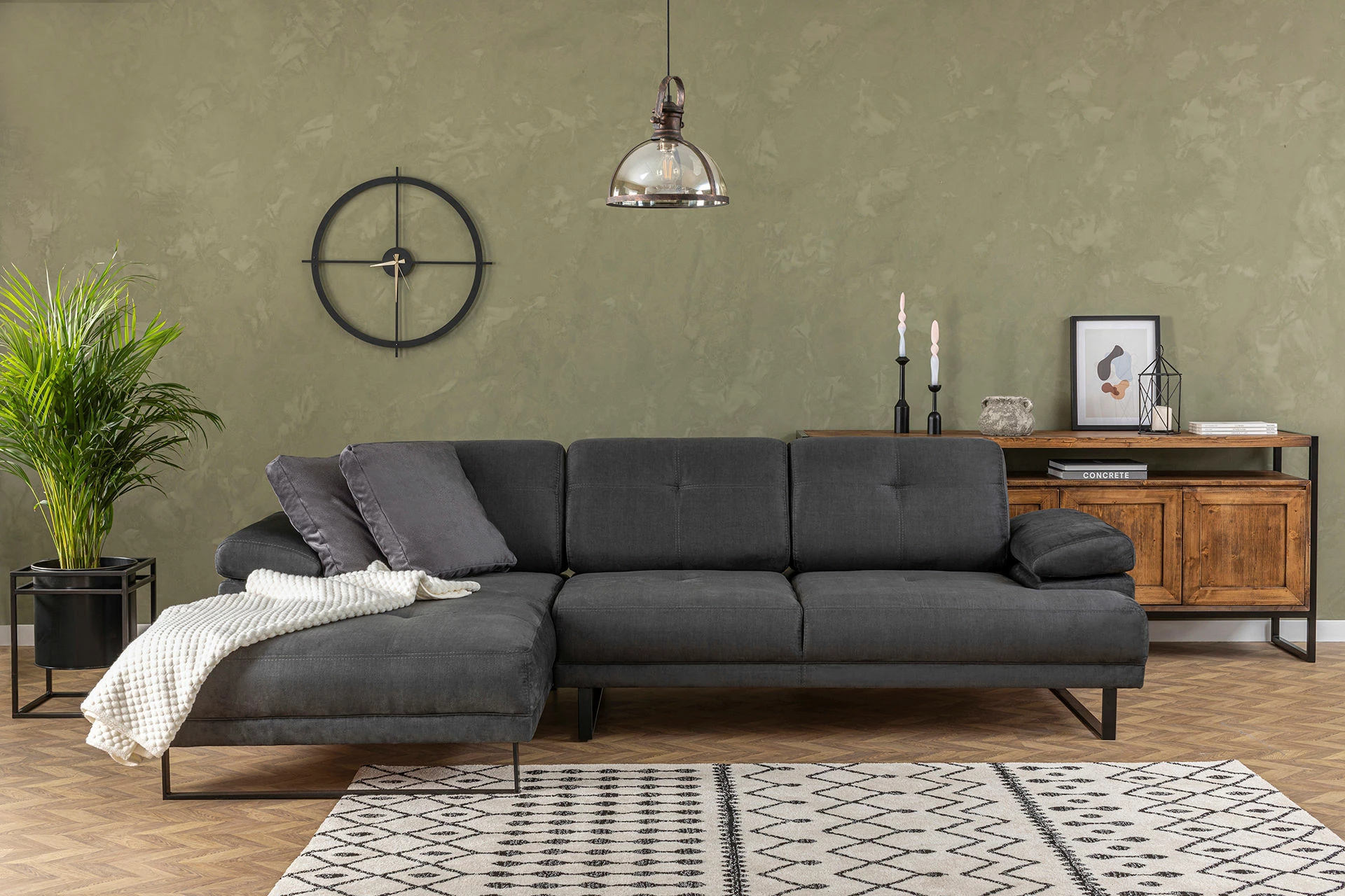 Këndare Atelier del Sofa, Mustang Large, kënd i majtë, ngjyrë antracit