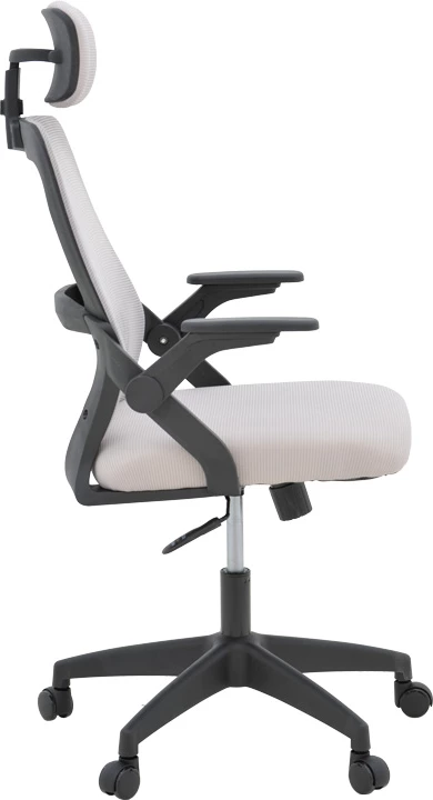 Karrige zyre Peja, material rrjetë, ngjyrë gri-bezhë, kornizë e zezë, 58x60x107-117cm