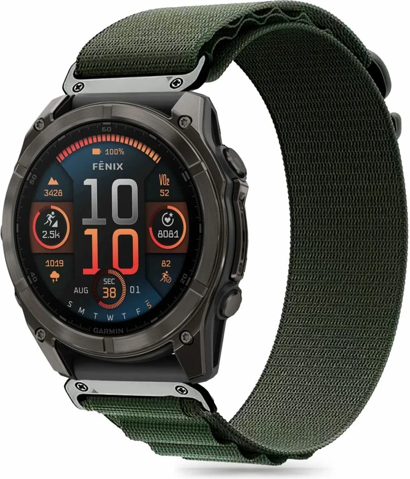 Rrip najloni për smartwatch Tech-Protect Nylon Pro, për Garmin Fenix 5/6/6 Pro/7/8 (47mm), i gjelbër