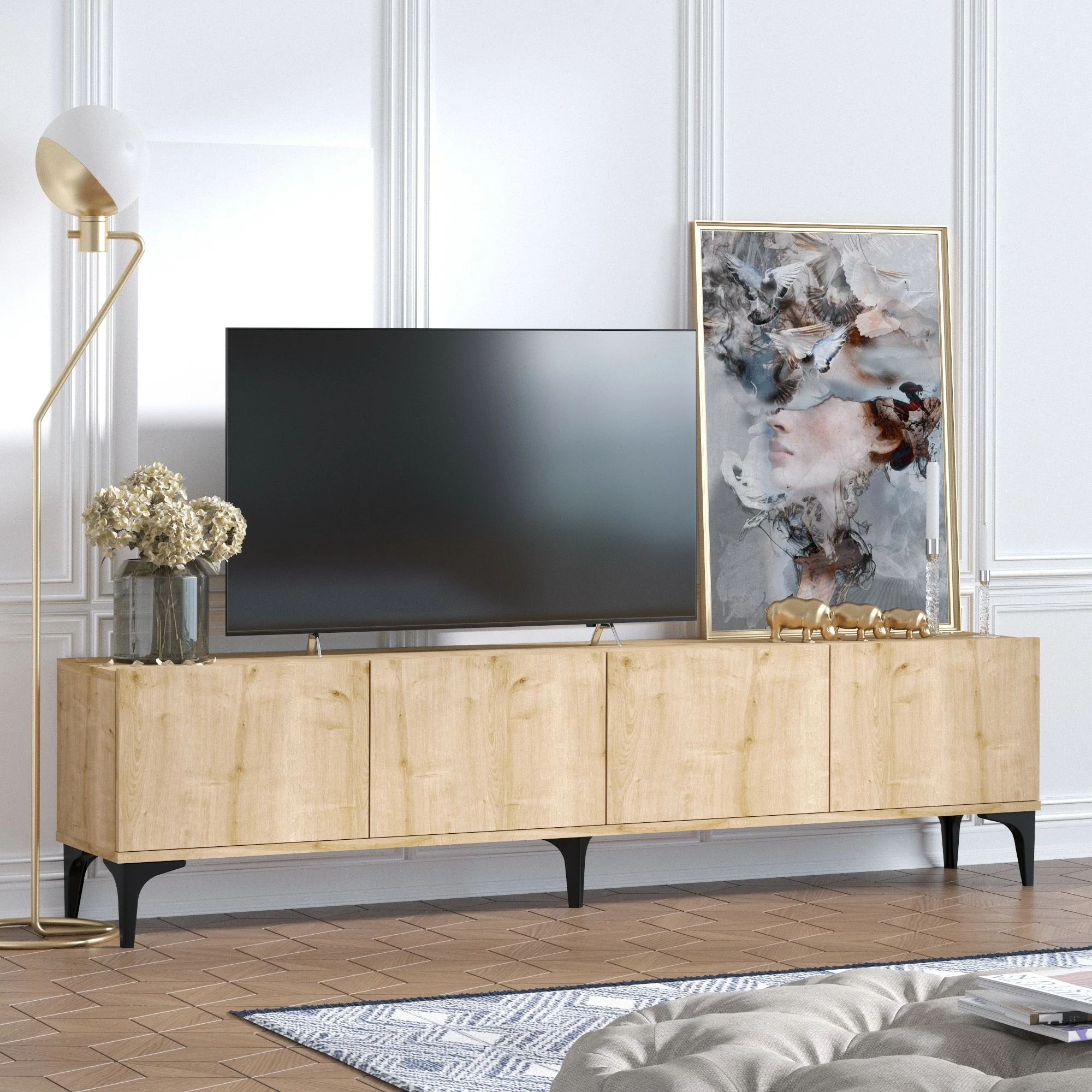 Komodë TV Hanah Home, Nora, ngjyrë lisi safir