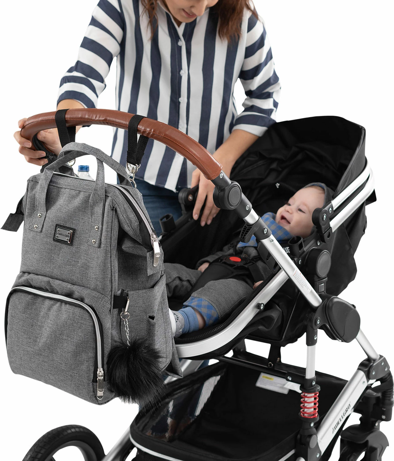 Çantë për pelena Evila Originals, Anne Bebek, ngjyrë gri