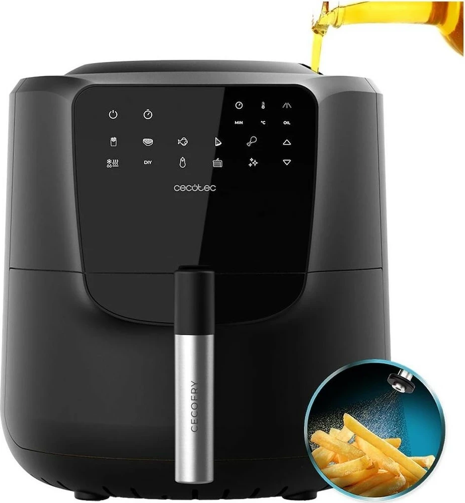 Fritezë pa yndyrë Cecotec CecoFry Rain, 5.5L, 1550W, e zezë