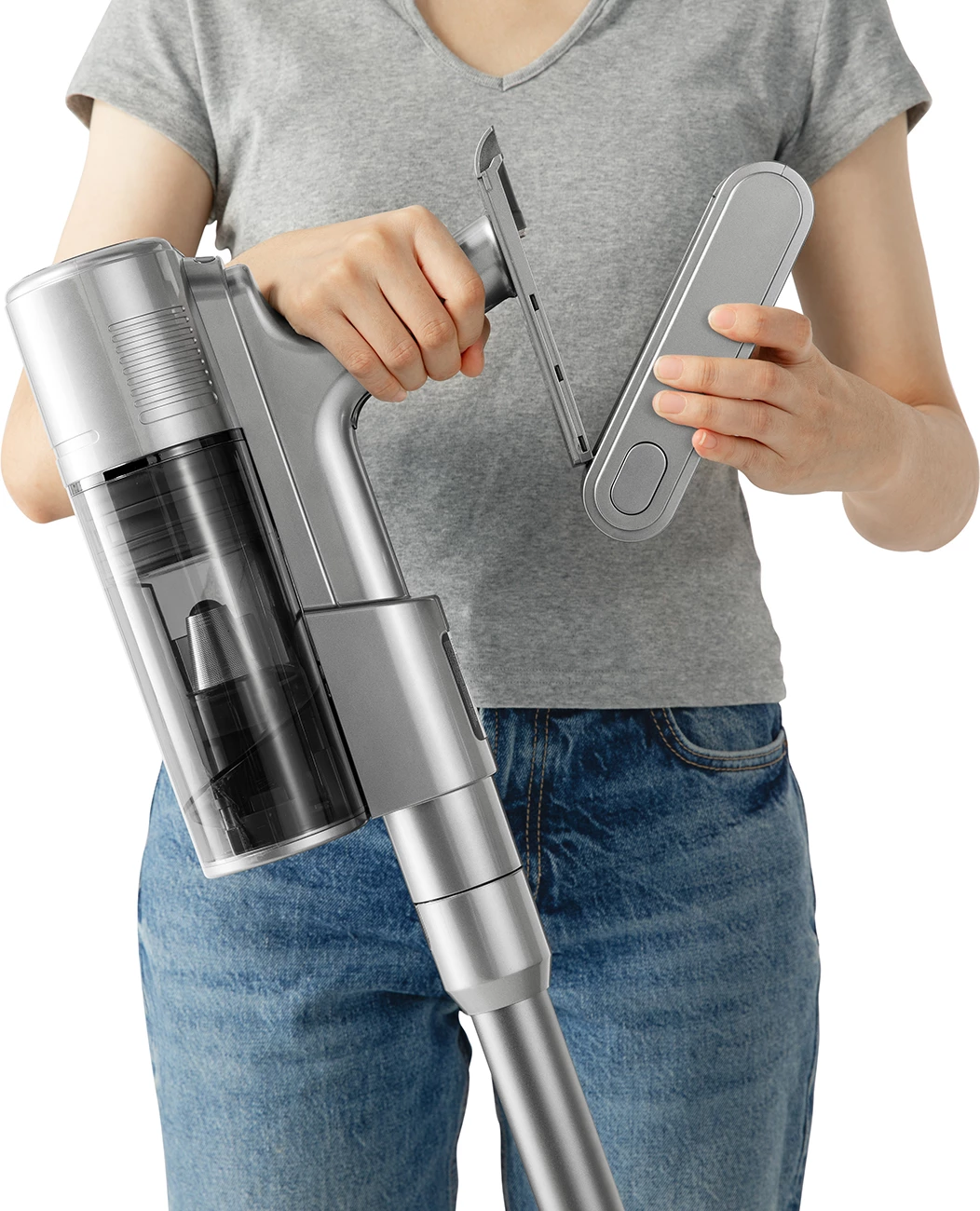 Fshesë me korrent pa kabllo UWANT V100, 200AW, 20000mAh, Gri, set me bazë 4-në-1