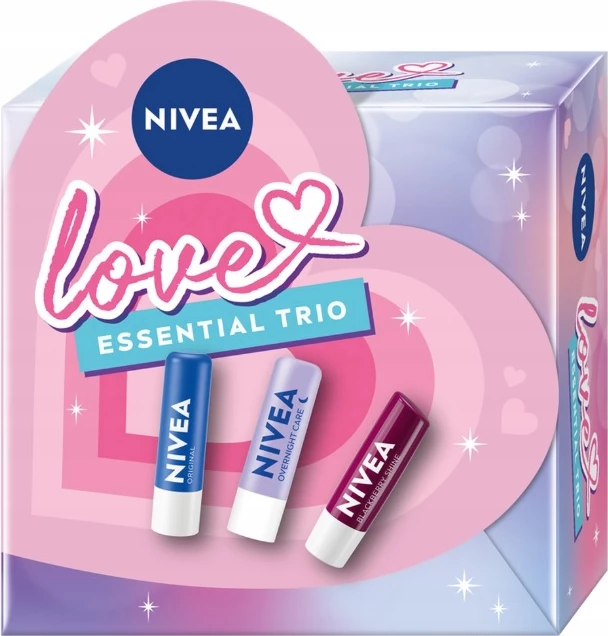 Balsam për buzë Nivea Essential Trio Set për femra, 3x4.8g