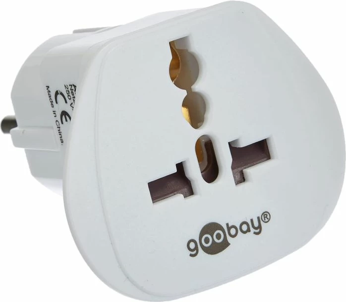 Adapter udhëtimi Goobay LIGHT on EU 94026, CEE 7/7, 250V/16A, 3680W, i bardhë