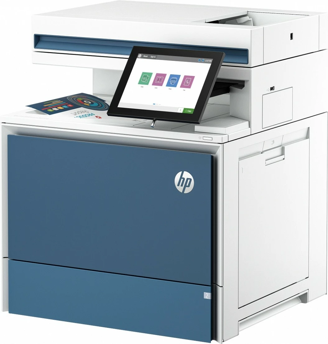 Printer multifunksional laser me ngjyra HP Color LaserJet Enterprise X58045dn (7E357A), A4, duplex automatik, 43 ppm, Ethernet, USB, 6 GB RAM, blu/bardhë