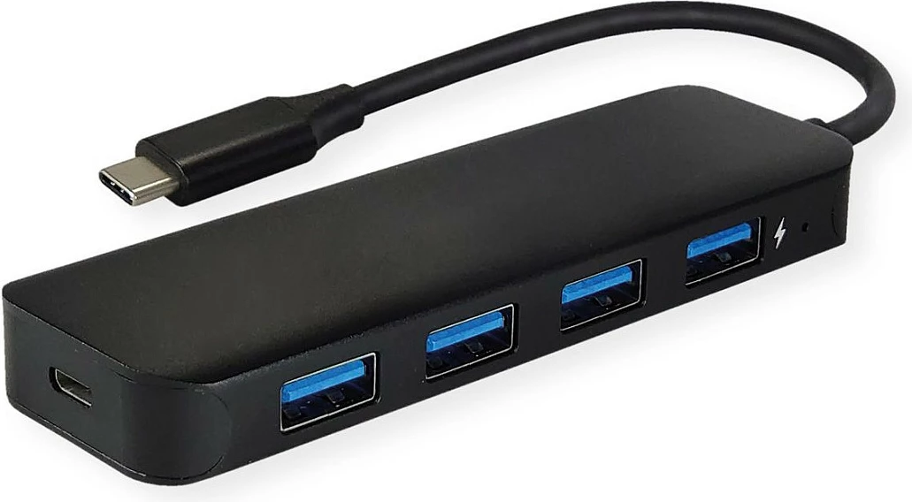 USB hub VALUE USB 3.2 Gen1, 4x USB-A, Type-C kabllo, 5Gbps, i zi