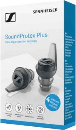 Tapa për veshë Sennheiser SoundProtex Plus, me 5 filtra akustikë, Gri, me kuti