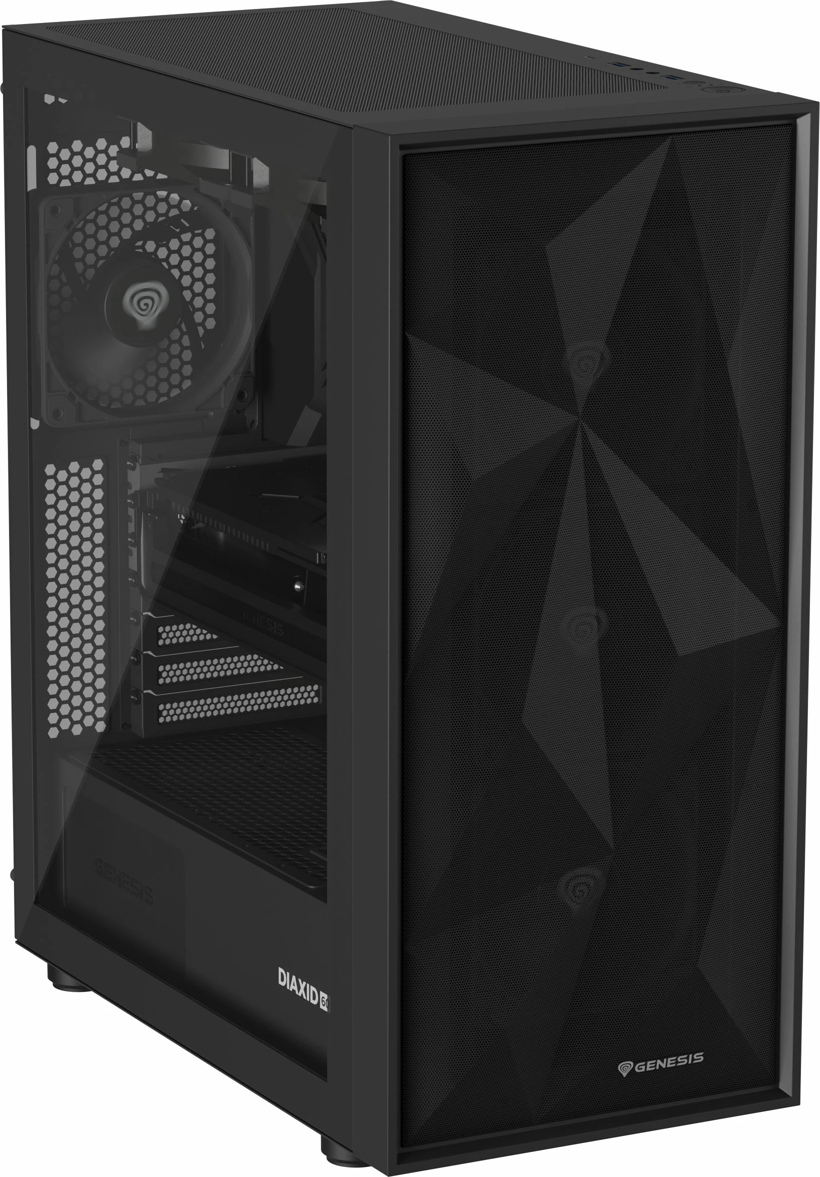 Kasë GENESIS Diaxid 605F NPC-2046 midi tower ATX, USB-C, pa furnizim, e zezë