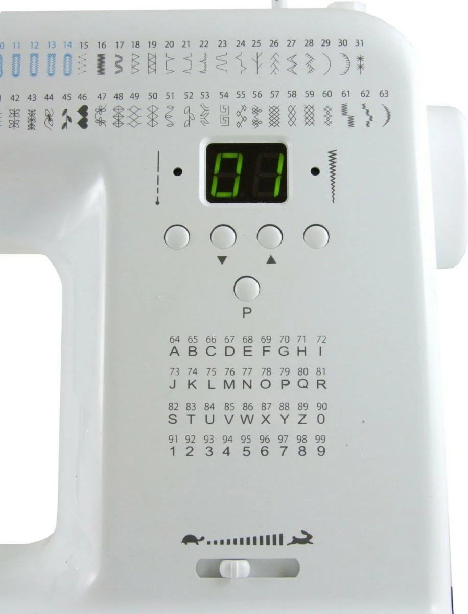 Makinë qepëse, Łucznik Malwina 2070, 63 qepje, 36 shkronja/numra, rregullim gjatësie/gjerësie, ekran elektronik, krah i lirë, e bardhë, me aksesorë