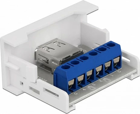 Modul USB DeLOCK Easy 45, USB 2.0 Type-A femër në terminal bllok 6-pin, 45 x 22.5 mm, i bardhë