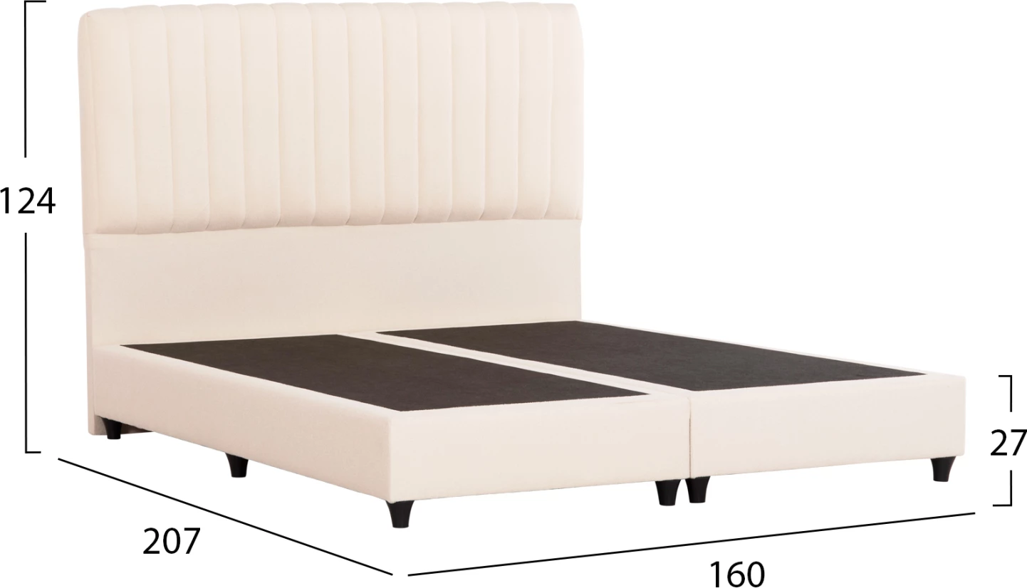 Krevat dopio LUTHER, material stof, ngjyrë bezhë, për dyshek 160x200cm