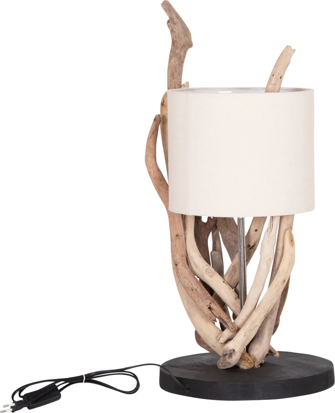 Llambë tavoline BRAMBLE, dru driftwood natyral, kapak i bardhë, Φ28x65cm