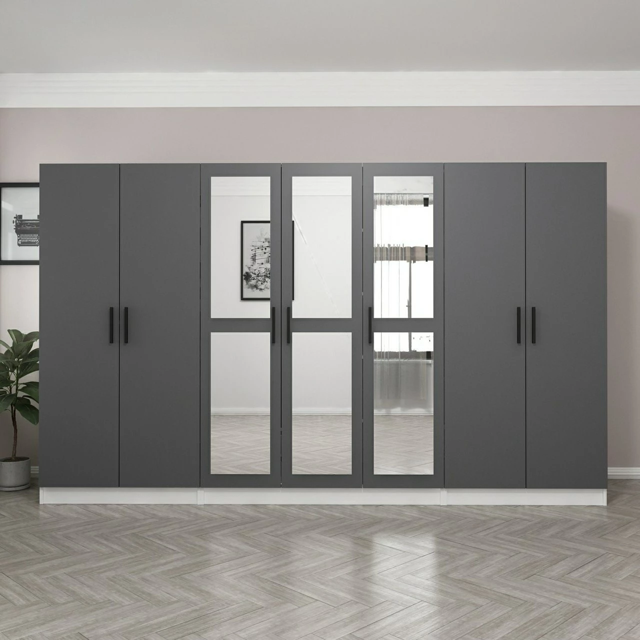 Dollap garderobe Skye Decor, ngjyrë antracit, 4964