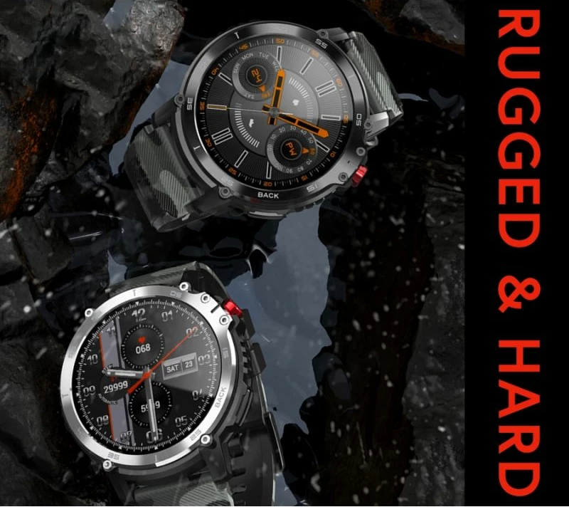 Smartwatch për meshkuj Rubicon, e zezë/camo