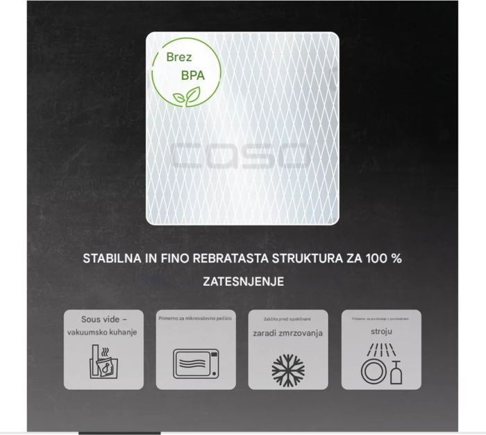 Qese vakumi CASO 1201, 16x23 cm, 150 µm, 50 copë, transparente