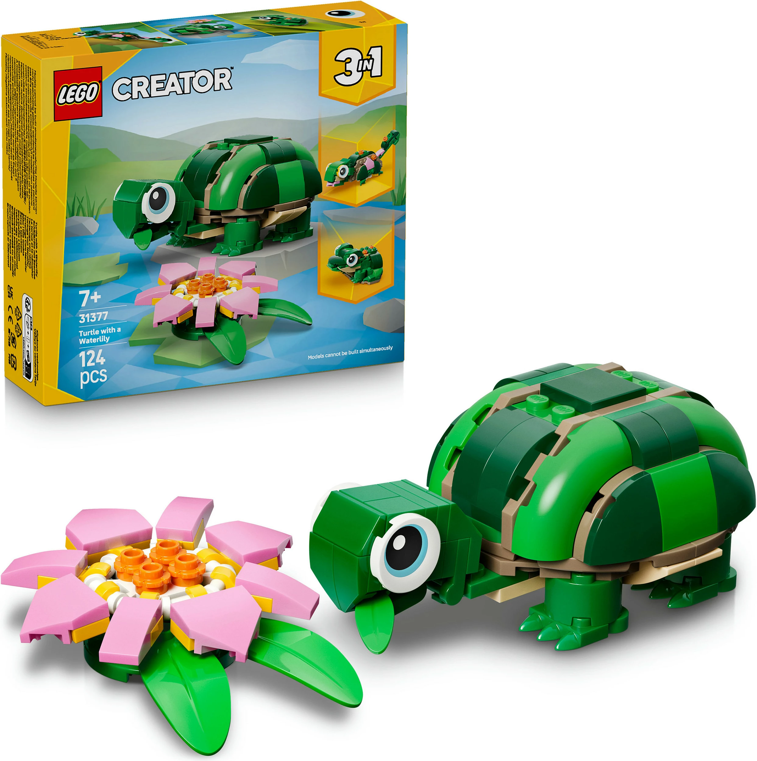 Set ndërtimi LEGO Creator 3-në-1 31377 Breshkë me zambak uji, 124 pjesë, shumëngjyrësh