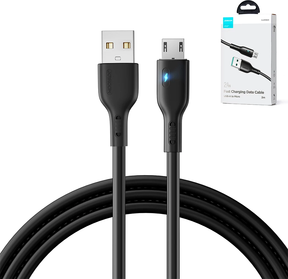 Kabllo Joyroom Premium Series A13, USB-A në micro USB, 2m, 2.4A, e zezë