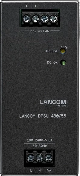 Furnizues rryme LANCOM DPSU-480/55, 480W, DIN rail, për switch industrial, zi/çelik