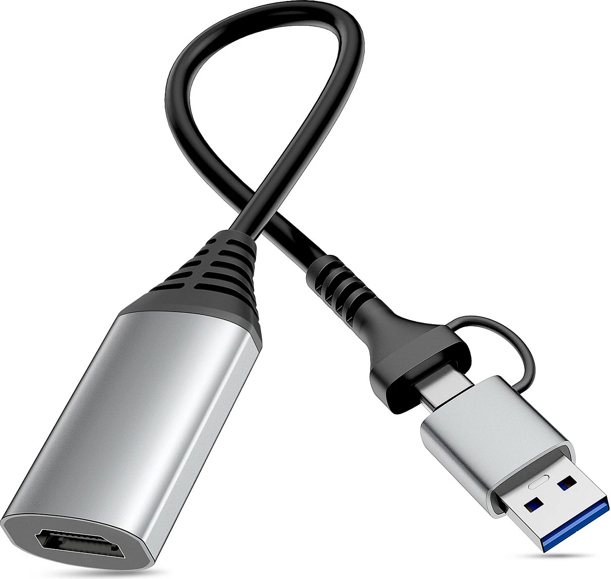 Adapter USB në HDMI Equip 133498, USB-C + USB-A, 1080P, gri