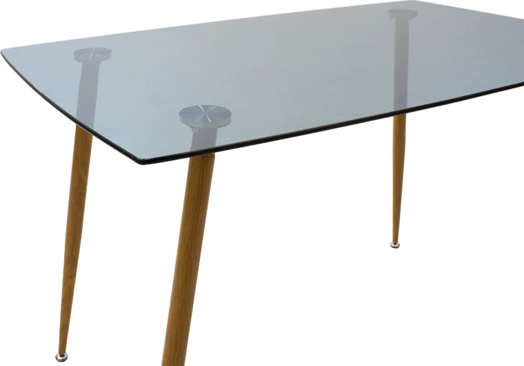 Set tavoline me karrige Chloe-Aurora I, x5 copë, xham 8mm, këmbë natyrale, anthracite, 120x70x75cm