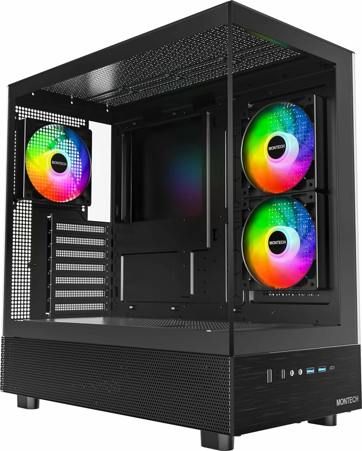 Kasë Montech XR ARGB Midi Tower ATX me USB-C, zi