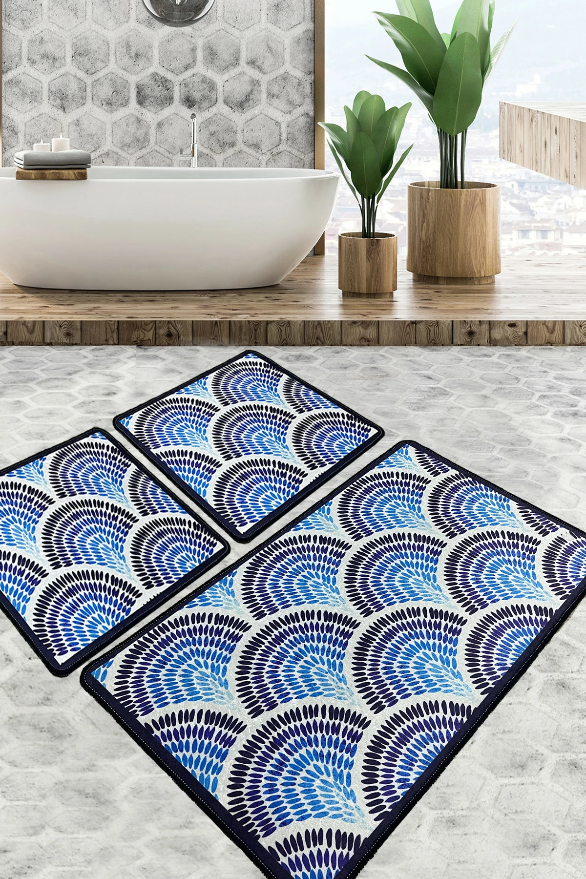 Set tapetash për banjo (3 copë), Mijölnir, ngjyrë kaltër-azul