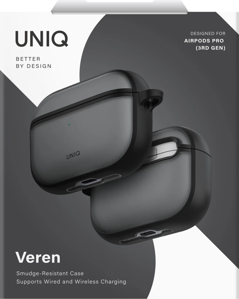 Mbështjellës UNIQ Veren për AirPods Pro 3, PC+TPU, me karabinë, kafe (smoky), në kuti