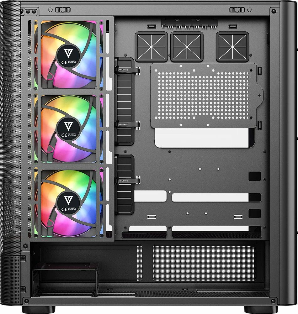 Kasë Modecom Volcano AQ400 ARGB (MC-A-AQ400-4FA-B) Midi Tower ATX/mATX/ITX, ekran LCD, 4x120mm ARGB, USB-C, e zezë