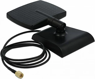 Antenë WiFi DeLOCK 90297, RP-SMA, 2.4/5 GHz, 4/6 dBi, bazë magnetike, e zezë