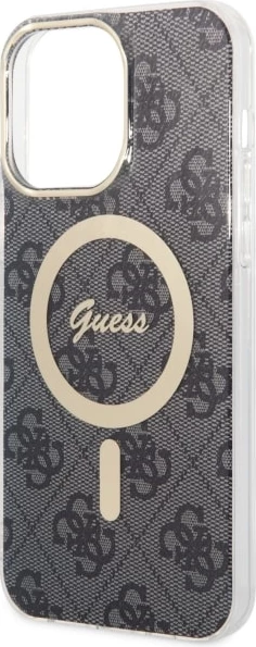 Mbështjellës Guess 4G MagSafe për iPhone 14 Pro Max, i zi