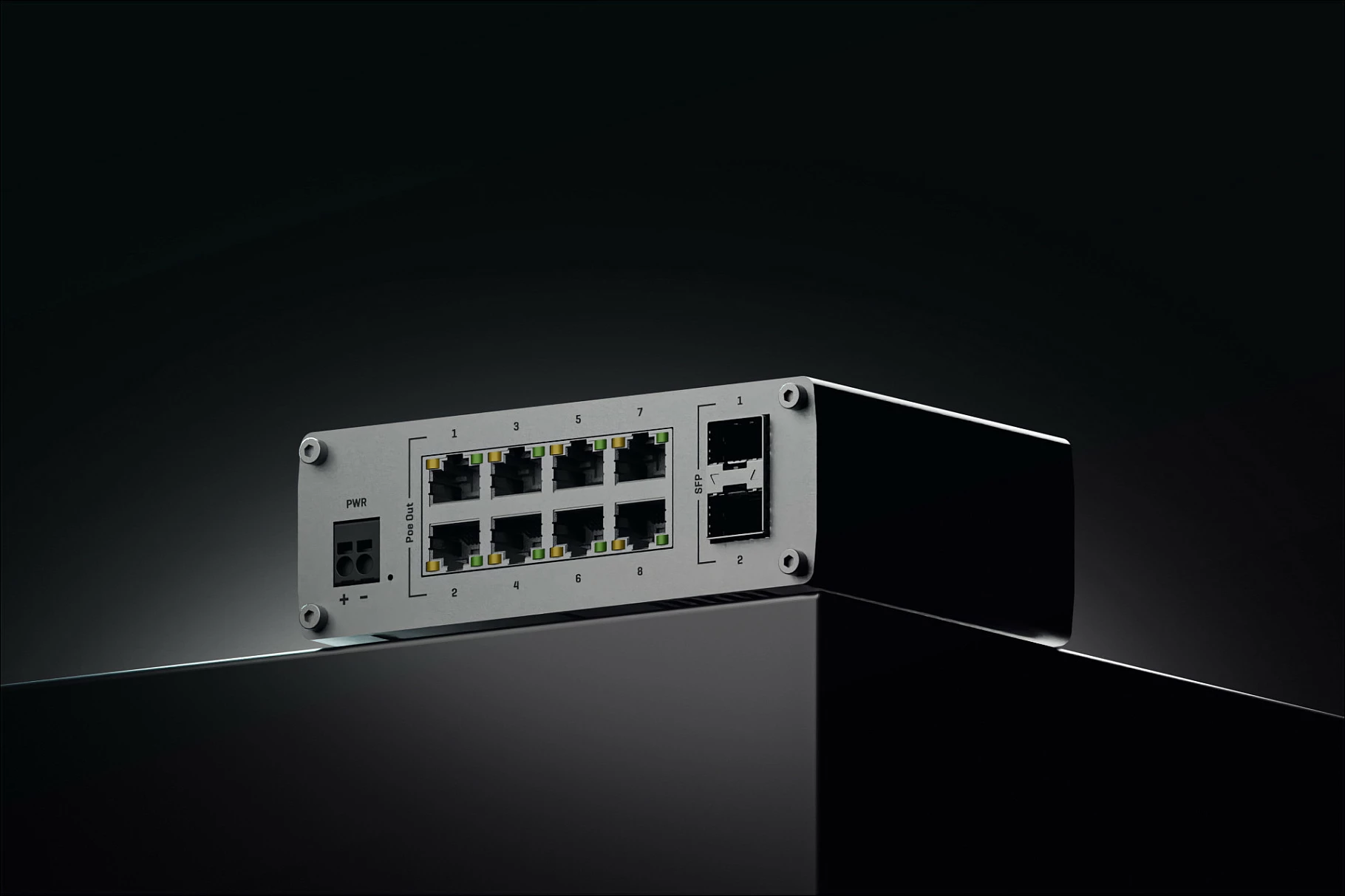 Switch industrial Teltonika TSW200, 8x Gigabit PoE, 2x SFP, montim DIN/Wall, i zi