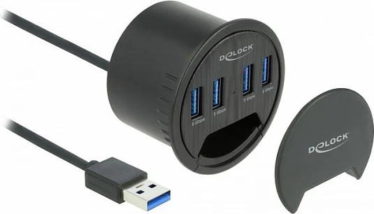 Hub USB DeLOCK 4-Port In-Desk USB 3.2 Gen 1 Type-A, 1.5 m, 5 Gbit/s, i zi
