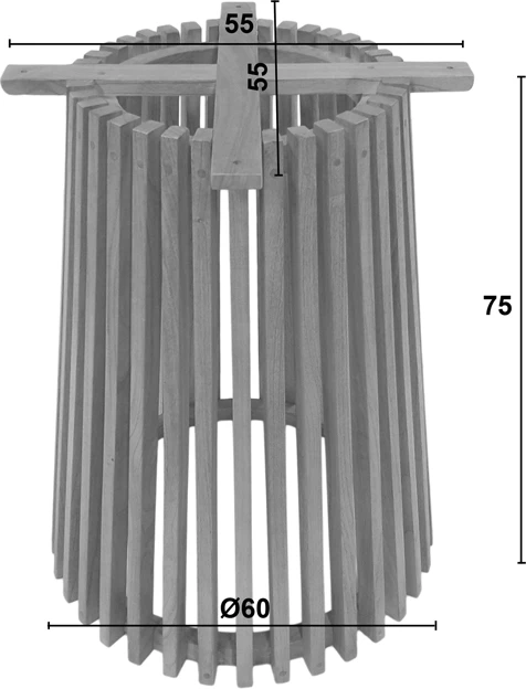 Bazë tavoline për përdorim të brendshëm, dru mindi, ngjyrë natyrale, D60x75cm