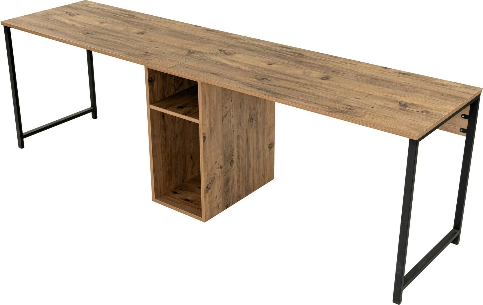 Tavolinë studimi Nordure, tavolinë dyshe, ngjyrë Atlantic Pine, e zezë